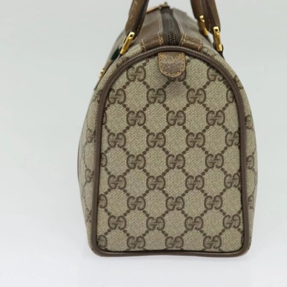 GUCCI GG Supreme Web Sherry Line Boston Bag PVC Beige Gold 40 02 006 Auth 141698 - Picture 5 of 15